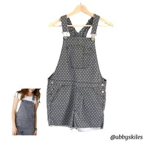 American Eagle Outfitters Short-Alls Y2K Shorts Over-Alls Gray Polka Dots XS